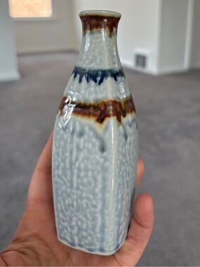 Japanese Studio Pottery Bud Vase Drip Glazed Stoneware - Made in Japan Boho Pot